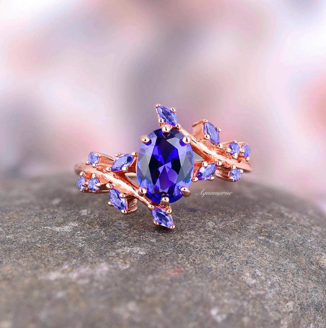 Orion Nebula™ & Cornflower Sapphire Leaf Couples Ring