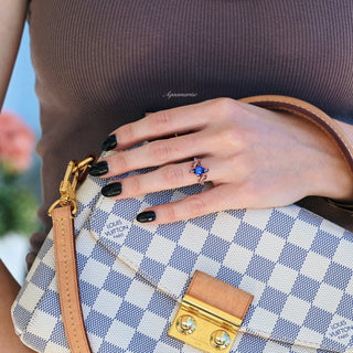 Orion Nebula™ & Cornflower Sapphire Leaf Couples Ring Set
