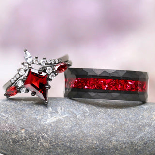 Skye Kite® Natural Red Garnet Couples Ring Set
