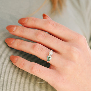 Toi Et Moi Blue Moissanite Engagement Ring in Sterling Silver