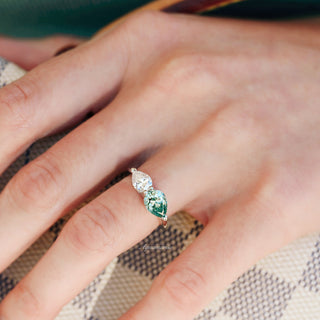 Toi Et Moi Blue Moissanite Engagement Ring in Sterling Silver