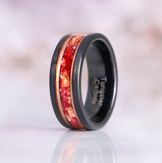 Skye Kite® Ruby & Rose Gold Leaf Couples Ring Set
