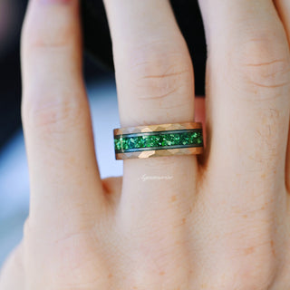 Simulated Diamond & Emerald Leaf Couples Ring Set