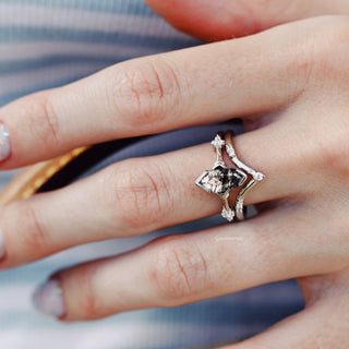 Hexagon Coffin Rutilated Quartz Engagement Ring Set in Sterling Silver