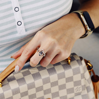 Hexagon Coffin Rutilated Quartz Engagement Ring Set in Sterling Silver