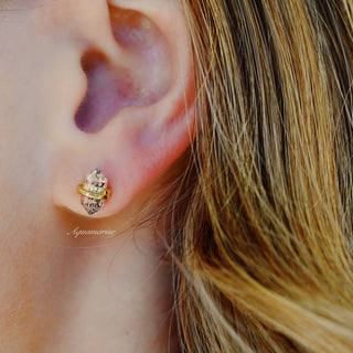 Salt & Pepper Diamond Stud Earrings in 14K Yellow Gold Vermeil (Herkimer Diamond)