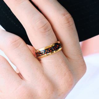 Galaxy Red Fire Opal Wedding Band in Gold Tungsten Carbide (8mm)
