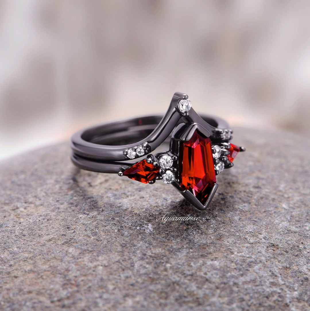 Natural Garnet & Red Fire Opal Couples Ring