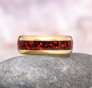 Natural Garnet & Red Fire Opal Leaf Couples Ring Set