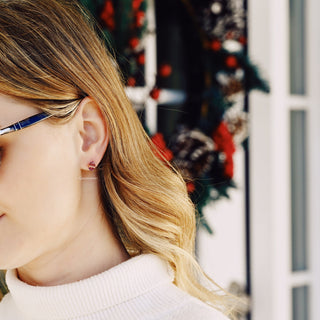 Minimalist Raw Alexandrite Stud Earrings in 14K Rose Gold Vermeil