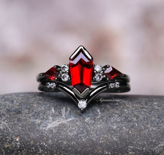 Natural Garnet & Red Fire Opal Couples Ring Set