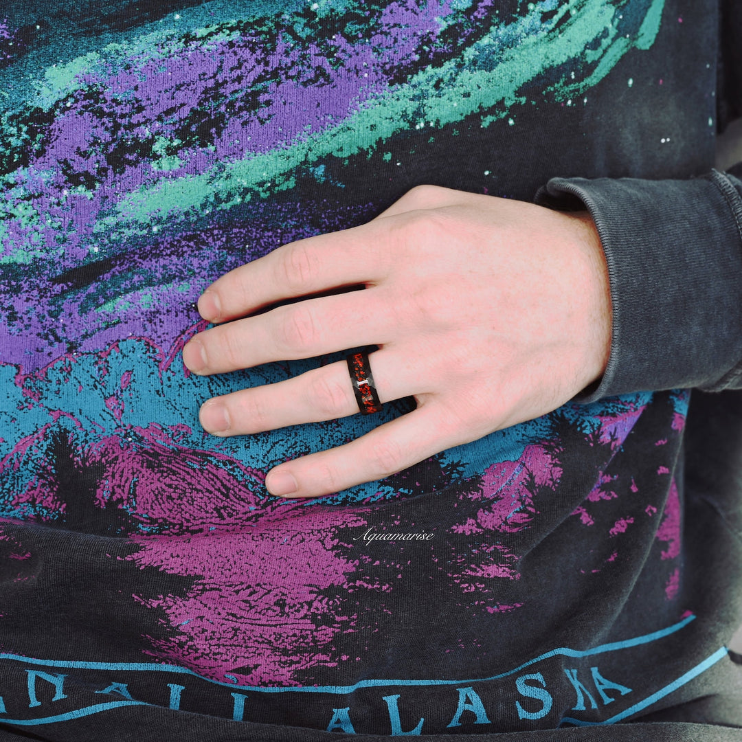 Natural Garnet & Red Fire Opal Couples Ring