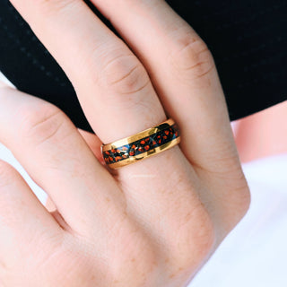 Natural Garnet & Red Fire Opal Leaf Couples Ring Set