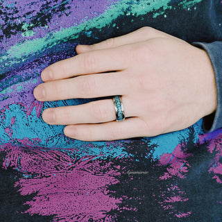 Minimalist Crushed Aquamarine Couples Ring Set