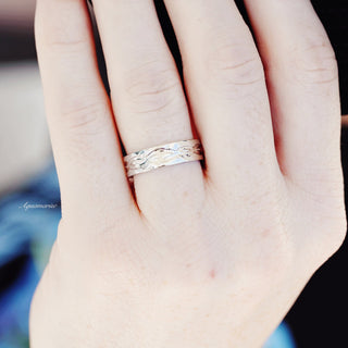 Leaf Motif Wedding Band in Sterling Silver (6mm)