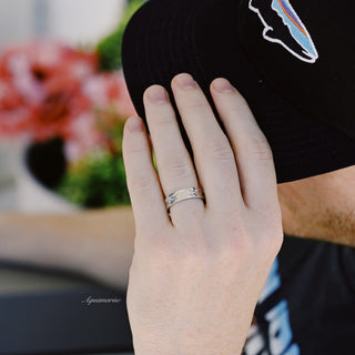 Leaf Motif Wedding Band in Sterling Silver (6mm)