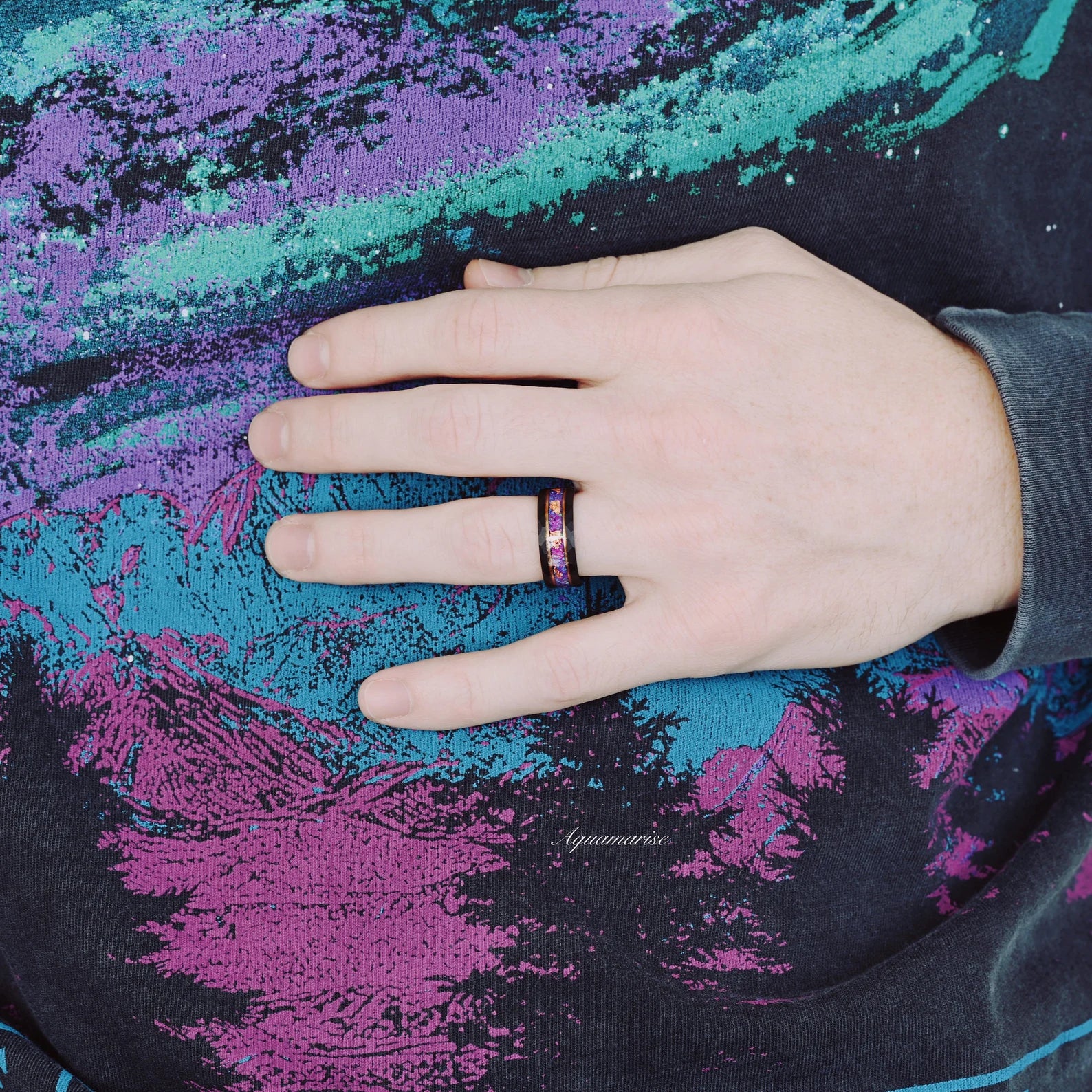 Skye Kite® Purple Fire Opal Couples Ring Set – Aquamarise Skye Kite® Purple Fire Opal Couples Ring Set – Aquamarise