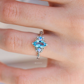 Esme Aquamarine and Opalescent Sapphire Ring in Sterling Silver