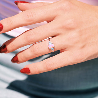 Dainty Pink Fire Opal Ring in Sterling Silver