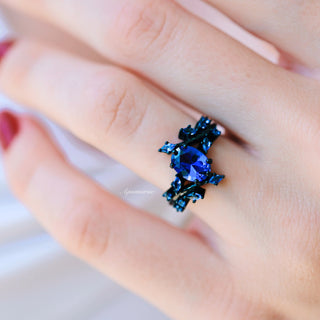 Cornflower Sapphire & Orion Nebula™ Couples Ring Set