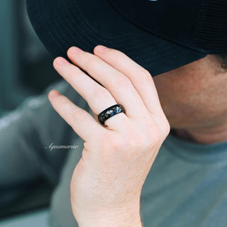 Starry Night Wedding Band- 8MM Black Tungsten (Stardust)