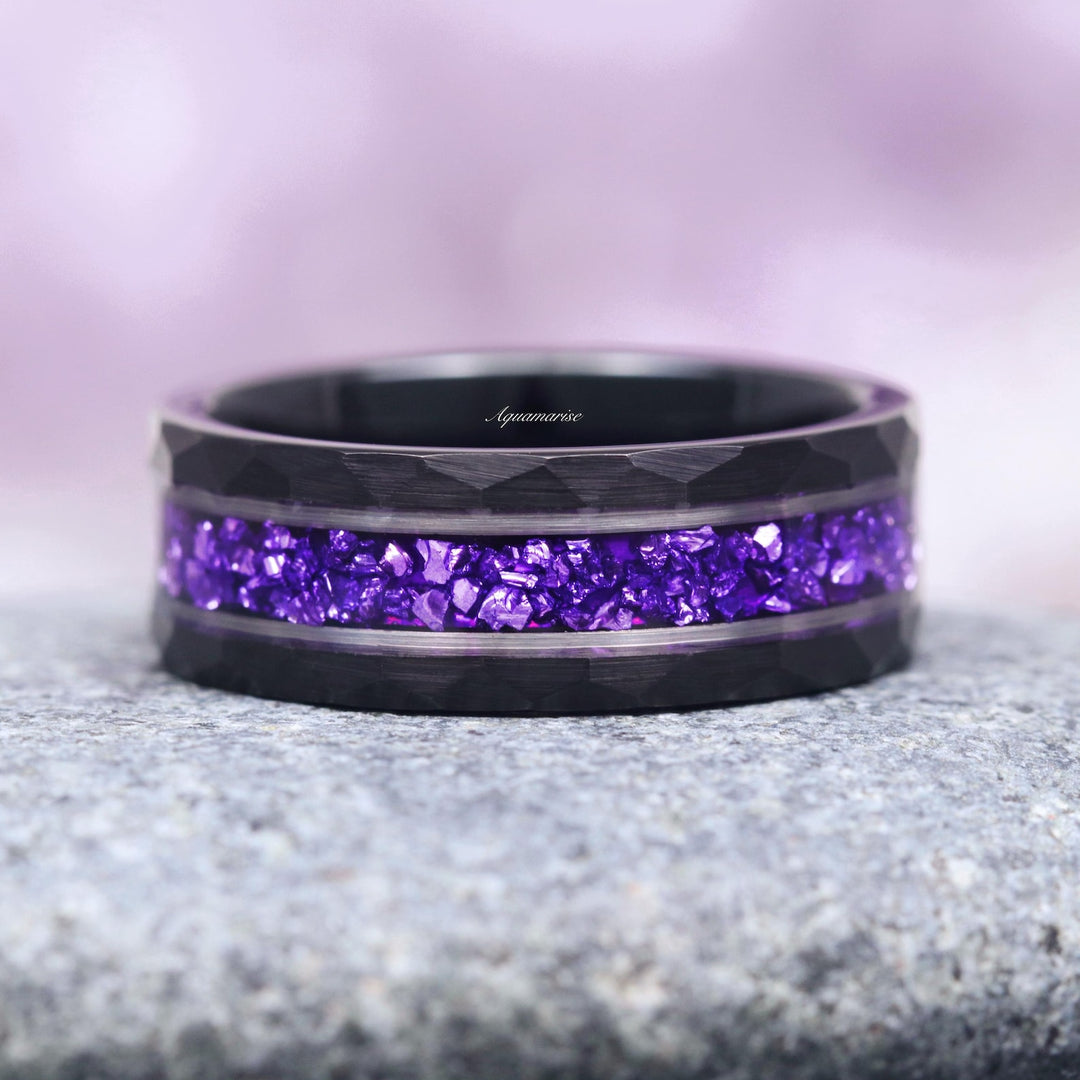 Feyre Amethyst & Diamond (cz) Leaf Couples Ring