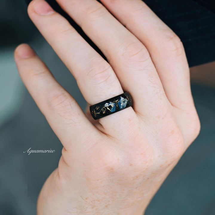 Starry Night Wedding Band- 8MM Black Tungsten (Stardust)