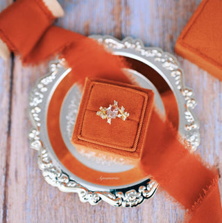 Morganite Leaf Fairy Engagement Ring in 14K Yellow Gold Vermeil