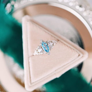 Elain Swiss Blue Topaz Fairy Leaf Ring in Sterling Silver