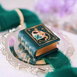 Elain Teal Sapphire Fairy Engagement Ring in 14K Rose Gold Vermeil