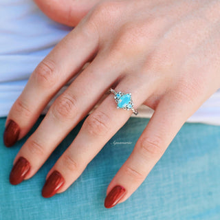 Esme Opalescent Blue Sapphire Mermaid Ring in 925 Sterling Silver