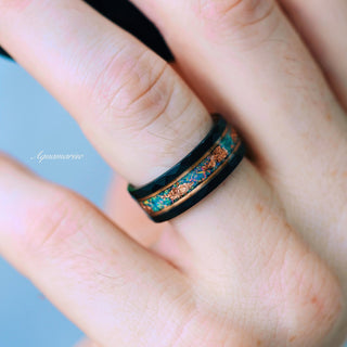 Light Blue Fire Opal & Opalescent Sapphire Couples Ring Set