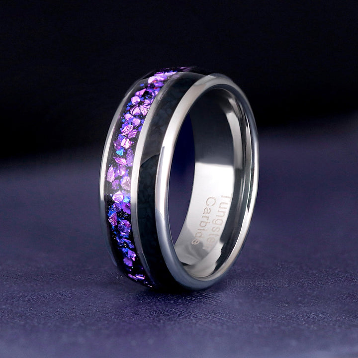 Amethyst Lotus Couples Ring Set