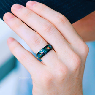 Skye Kite®  Peacock Fire Opal & Emerald Couples Ring Set