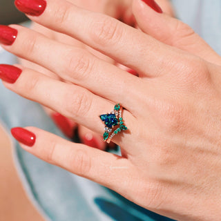 Skye Kite®  Peacock Fire Opal & Emerald Couples Ring Set