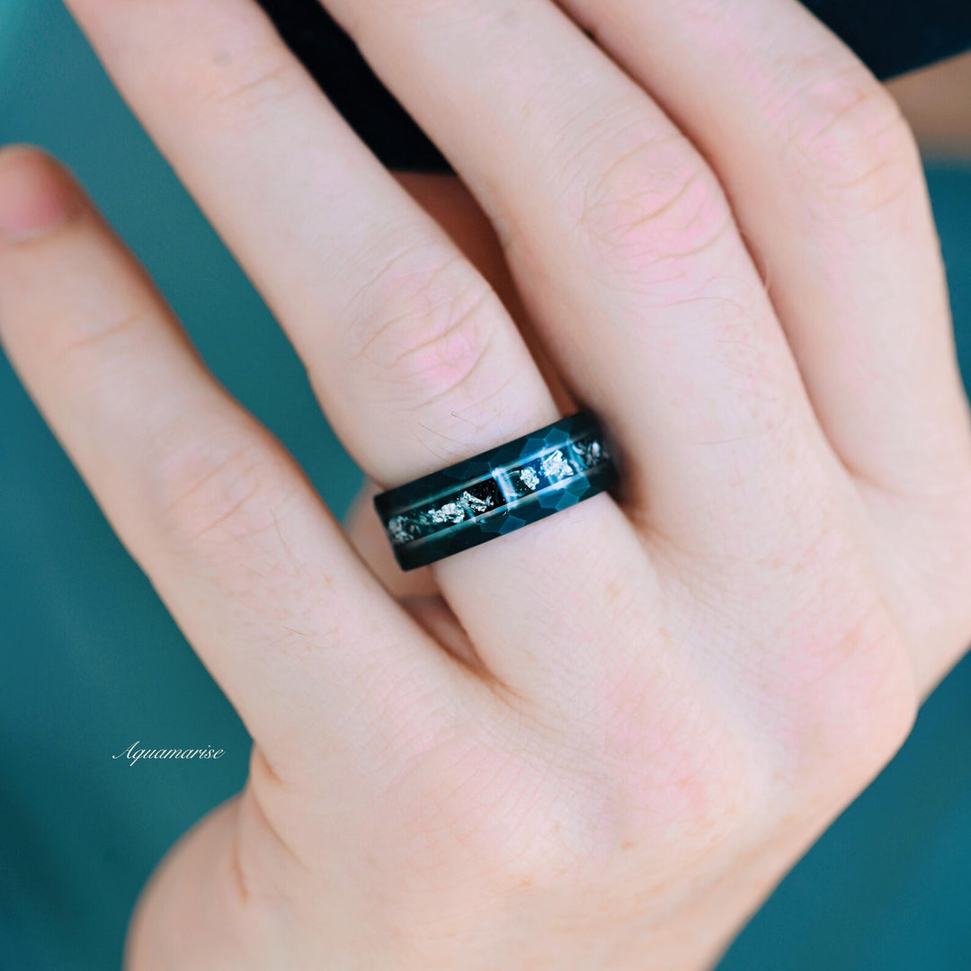 Black Onyx & Meteorite Couples Ring