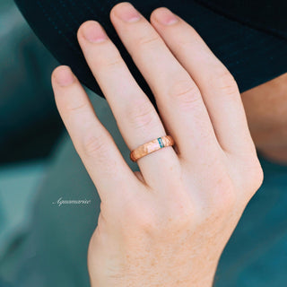 Moss Agate Wedding Band in 14K Rose Gold Vermeil (5.5mm)