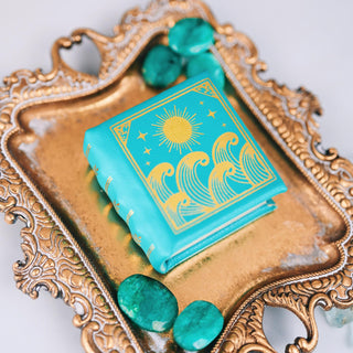 Summer Court Handmade Leather Book Ring Box- Ocean Tide Teal Edition (Small)