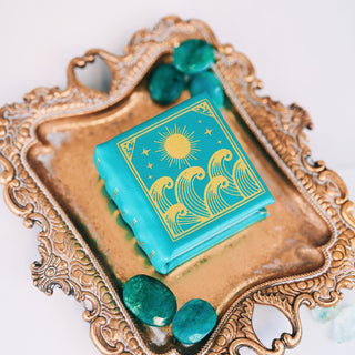 Summer Court Handmade Leather Book Ring Box- Ocean Tide Teal Edition (Small)