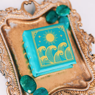 Summer Court Handmade Leather Book Ring Box- Ocean Tide Teal Edition (Small)