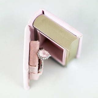 Briar Rose Quartz & Pearl Engagement Ring Set- 14K White Gold