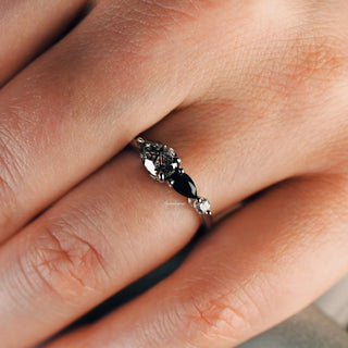 Rutilated Quartz & Black Onyx Ring in Sterling Silver