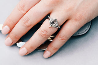 Natural Herkimer Diamond Hexagon Ring Set in Sterling Silver