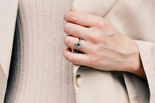 Natural Herkimer Diamond Hexagon Ring Set in Sterling Silver