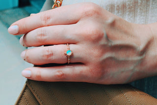 Natural Australian Opal Engagement Ring in 14K Rose Gold Vermeil