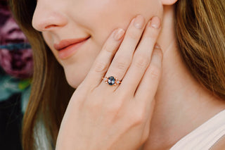 Alexandrite Crescent Moon Engagement Ring in 14K Rose Gold Vermeil