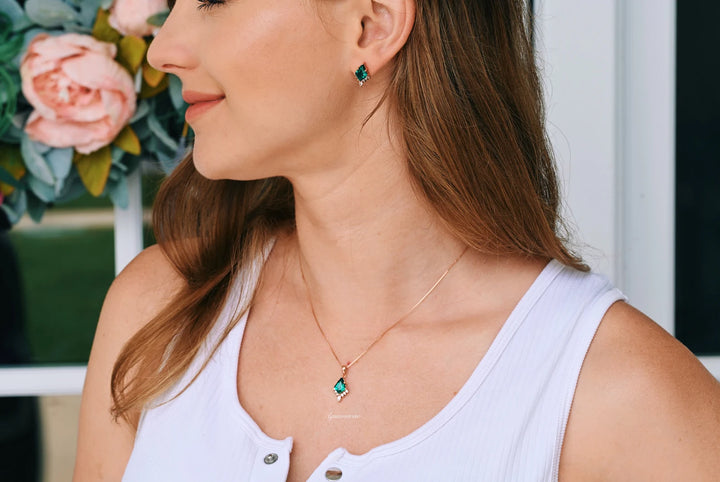 Skye Kite™  Kite Emerald Necklace- 14K Rose Gold Vermeil