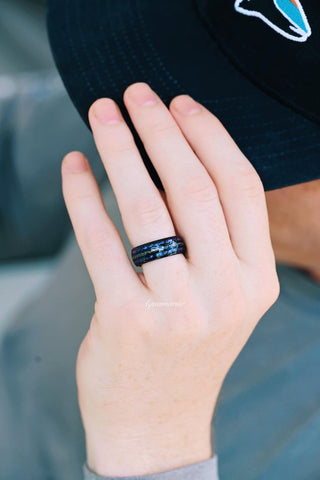 Faye Galaxy Orion Nebula™ & Sapphire Couples Ring Set