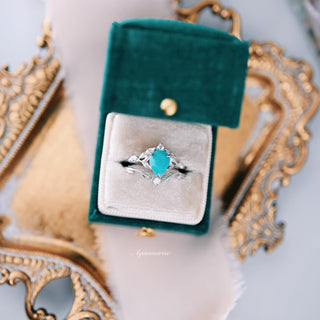 Turquoise Opalescent Blue Sapphire Ring Set in Sterling Silver