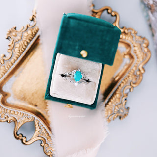 Turquoise Opalescent Blue Sapphire Ring Set in Sterling Silver